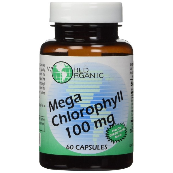 WORLD ORGANIC Chlorophyll 100 mg 60 Capsules, 0.02 Pound