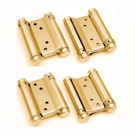 2 Pairs (4Pcs) of 3" Stainless Steel Cafe Saloon Door Swing Self Closing Double Action Spring Hinge Brass w/Screws