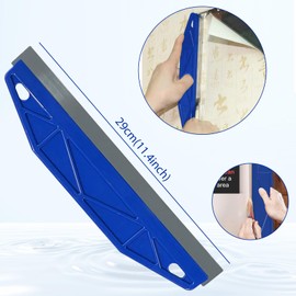 Paint Shield,Paint Cutting in Tools,Paint Edging Tool,with 4Pcs Plastic Scrapers,Skirting Board Painting Guard,Stainless Steel Paint Shield,for Paint Smearing Repairing Cutting Wallpaper (Blue)