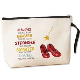 Inspirational Gifts for Women Girls Her Wi-zard of OZ Gifts Dorothy Ruby Red Makeup Bag Encouragement Birthday Gifts for Women Her Girls Friend Sister You Are Braver Stronger Smarter Than You Think