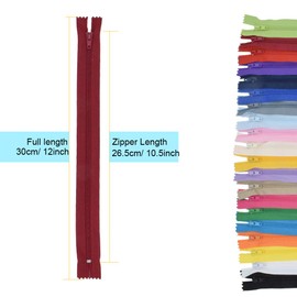 HDST-HOME 60 Cremalleras de Nailon de 30.5 cm, para Costura, Manualidades, Rojo Vino