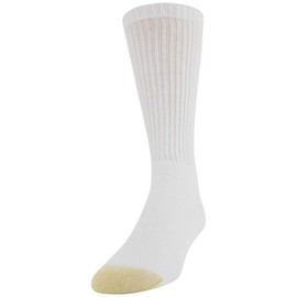 GOLDTOE Men's 656s Cotton Crew Athletic Socks, Multipairs, White (6-Pairs), Large
