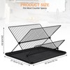 RV Foldable Dish Drying Rack, 2-Tier with Drip Tray, Stainless