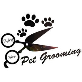 Vinyl Wall Decal Pet Grooming Styling Salon Scissors Signboard Stickers Large Decor (1429ig) Pink