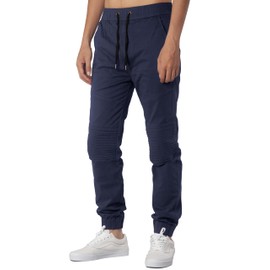 ITALYMORN Mens Pants Elastic Waist Khaki Joggers with Pockets S Navy Blue