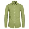 HISDERN Green Dress Shirts for Men Casual Botton Down Long