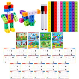 Math Connecting Cube, 100 Math Cube Manipulators with 30 Learning Activities, Number Counting Blocks, Snap Connecting Math Counter Fun & Educational Preschool Counting Blocks for Nursery