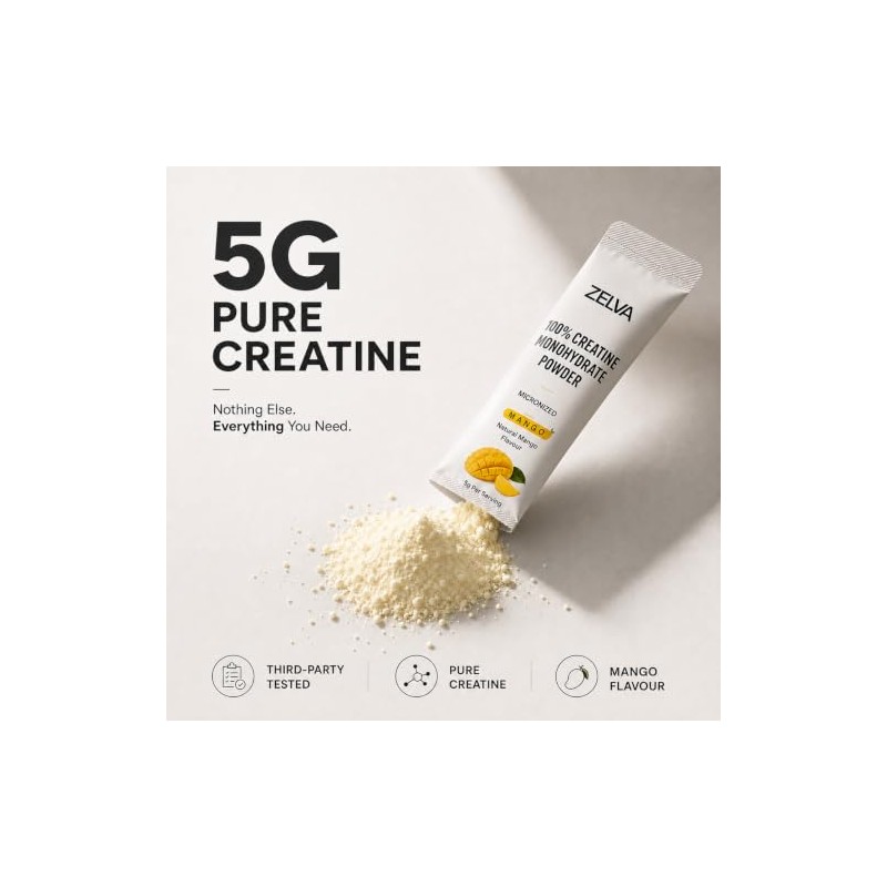 Creatine Monohydrate Powder Sachets 5g |14 Sachets Mango Vegan Supplement