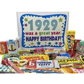 RETRO CANDY YUM ~ 1929 96th Birthday Gift Box of Nostalgic Candy from Childhood for 96 Year Old Man or Woman Born 1929