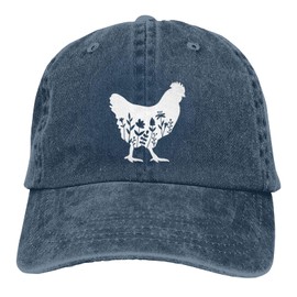 Wisedeal Women's Floral Chicken Hat for Men Women, Adjustable Vintage Distressed Washed Baseball Cap for Farmer Navy