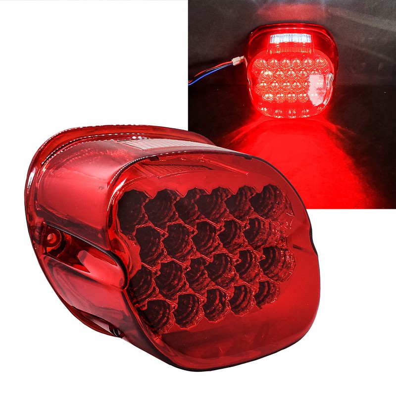 OZ-USA FL Red LED Tail Brake Light Compatible with Harley
