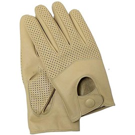 Riparo Motorsports Men's Half Mesh Leather Driving Gloves (Large, Sand)