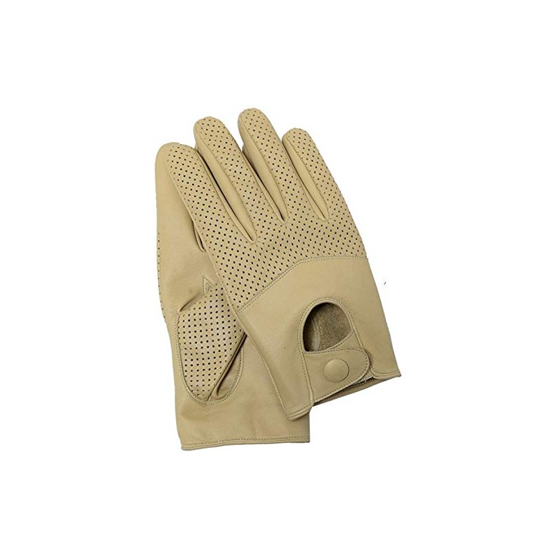Riparo Motorsports Men's Half Mesh Leather Driving Gloves (Large, Sand)