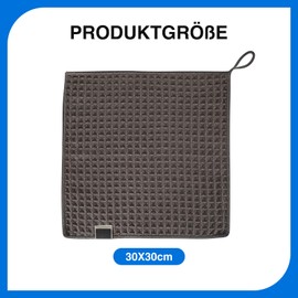 VZU Pack of 4 Tea Towels, 30 x 30 cm, Microfibre Kitchen Towels, Absorbent, Absorbent & Lint-Free Waffle Structure, for Windows, Car, Furniture & Crockery, Microfibre Cleaning Cloth