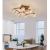 AMZASA Modern Crystal Chandelier,Gold Semi Flush Mount Ceiling Light Antique