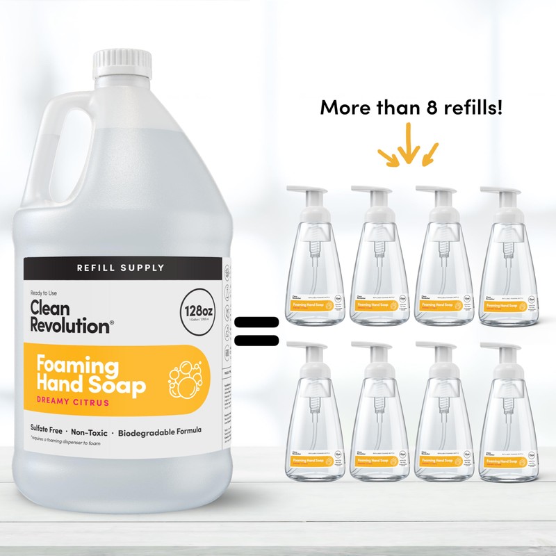 Clean Revolution Foaming Hand Soap Refill Supply Container, Ready to