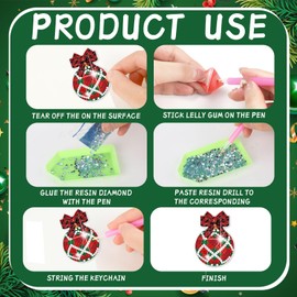 QUANMAITONG Diamond Painting Weihnachten，Bastelset Weihnachten Kinder，Diamond Painting Anhänger Weihnachten，5D Weihnachtsball Diamond Painting Kinder DIY Schlüsselanhänger