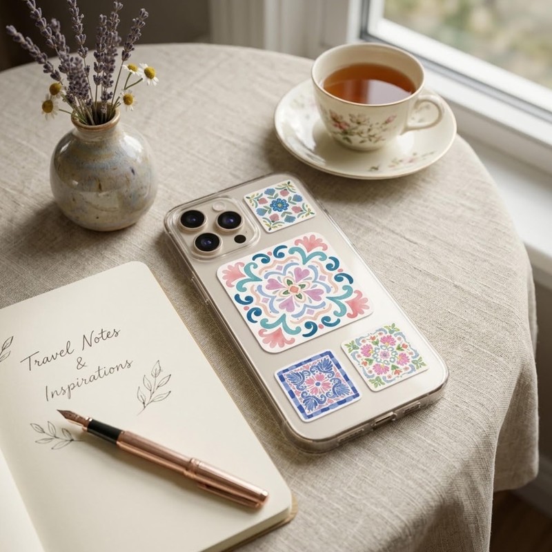 100Pcs Decorative Tile Stickers, 50 Unique Designs for Adults, Scrapbook