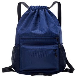 FAVORTALK Drawstring Backpack Large Capacity Drawstring Bag Water Resistant String Backpack with Water Bottle Mesh Pockets for Gym Shopping Sport Yoga School Beach Foldable Swimming Bags - SKD10724