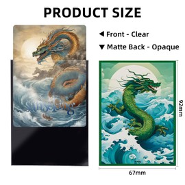 Sanseking Colorful Dragon Printed Standard Trading Card Sleeves, 64pcs Perfect Fit Standard TCG Cards Protectors Case (Green)