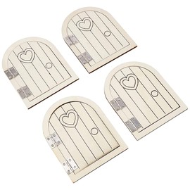 Baker Ross AR220 Wooden Fairy Doors (Pack of 4) For Kids To Decorate and Personalise, 8.5cm x 11cm