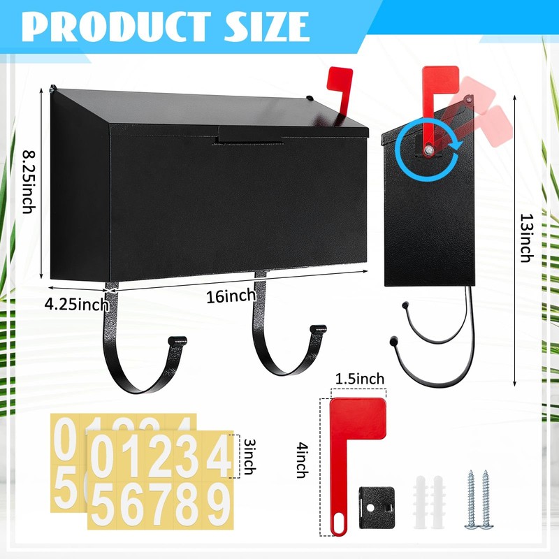Yaocom Small Cast Wall Mount Mailbox for Outside Metal Mailbox
