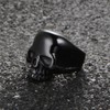 INRENG 316L Stainless Steel Men's Cool Black Skull Head Ring