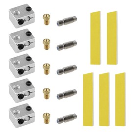 eMagTech 3D Printer Extruder Mounting Kit Aluminium Heating Block Nozzle Neck Hose with Heat-Insulated Pad for 3D Printer E3D V6