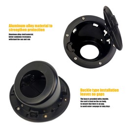 MACHSWON 1 PC Aluminum Gas Cap Fuel Filler Door Cover for Jeep Wrangler Accessories 2007-2016 JK Unlimited, Locking Gas Tank Cap Fuel Cap (Black)