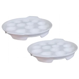 Bamboo's Grocery LoKii 12 Holes 2 Pack Ceramic Escargot Dish, Ceramic Snail Dish with Handles, Escargot Dish Diet Plates, White, 9.25 Inches