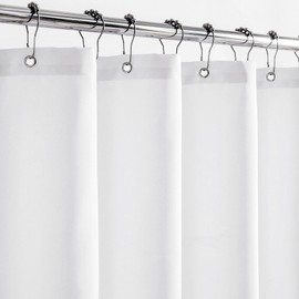 Short Waterproof Fabric Shower Curtain Liner with 3 Large Magnets,72 x 68 inches Hotel Quality & Soft Cloth Shower Curtain,Washable White Shower Curtain for Bathroom