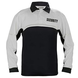 RYNO GEAR 100% Polyester Jersey Knit Long Sleeve Security Bike Patrol Polo Shirts (as1, Alpha, xx_l, Regular, Regular, White&Black/Security ID)