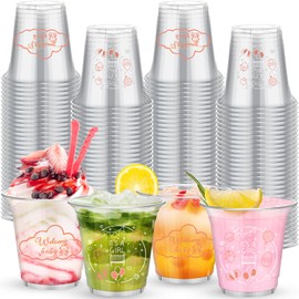Tioncy 100 Pcs Baby Shower Plastic Cups 12oz Clear Cups Bulk Disposable Drinking Supplies for Baby Shower Gender Reveal Birthday Party Favors Decorations (It's A Girl)