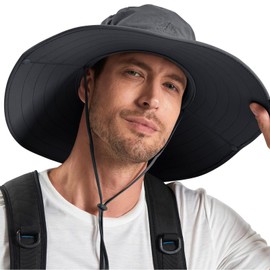 Cooltto Wide Brim Sun Hats with Waterproof Breathable for Fishing, Hiking, Camping，for Men Women Kids Dark Grey