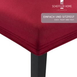 Scheffler Home Stretch Leni/Bordeaux Chair Covers, Set of 2, Stretchy Chair Covers, High-Backed Chair Covers, Swing Chairs as Chair Throw, Washable Cover