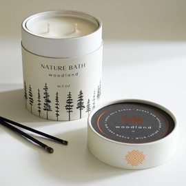 Ethics Supply Co. Nature Bath - Luxury Scented Candle, Sea Lavender, Beach Grass, Saltwater & Sage, Clean Wax, Phthalate-Free, Cruelty-Free, 50-Hour Burn Time - 10.5oz (Woodland)