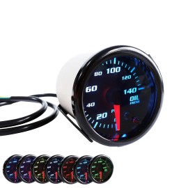SREUOIL 2'' Oil Pressure Gauge Meter with Sensor Tinted 7 Color Car Digital LED 0-140...
