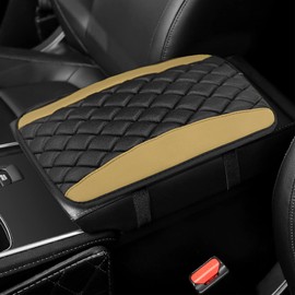 Lyxheth Car Center Console Cover, Car Armrest Cover, Universal Leather Waterproof Armrest Seat Box Cover Protector, Comfortable Car Decor Accessories Arm Rest Cover Pad for Most Cars (Beige)