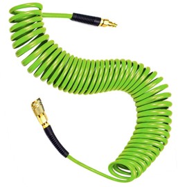 BOTSROOM Air Compressor Hose 1/4 in x 25 ft PU Air Hose Kit with 1/4" Industrial Air Fittings and Bend Restrictors, Working Pressure of 300 PSI, Green
