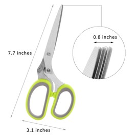 Emoly Herb Scissors, Multipurpose 5 Blade Kitchen Cutting Shear with Safety Cover and Cleaning Comb
