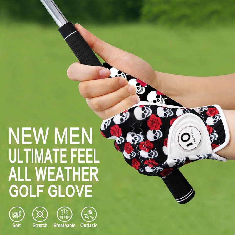 FINGER TEN Men's Golf Gloves Left Right Hand Leather with