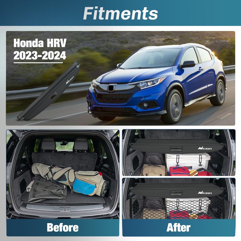 Nilight Trunk Cargo Cover for Honda HRV 2023 2024, Retractable