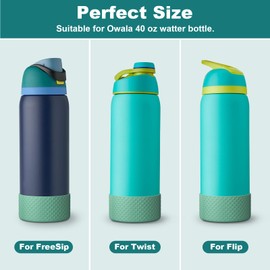 Silicone Water Bottle Boot for Owala 40 oz, 2PCS Anti-Slip Protective Sleeve for FreeSip/Twist/Flip, Watter Bottle Accessories, Bottom Bumper Cover, Dishwasher safe, BPA Free