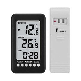 Hygrothermograph, Eacam LCD ℃/℉ Digital Wireless Indoor/Outdoor Thermometer Clock Temperature Meter with Transmitter