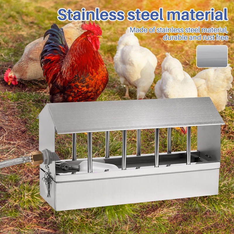 Automatic Chicken Waterer Stainless Steel Large Metal Chicken Waterer System