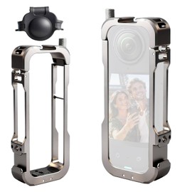 LOTUS POWER Premium Alloy Lightweight X4 Cage Compatible with Insta360 X4 Action Camera, Support 1/4” ARRI Interface, Shock-Absorbing Silicone Protection & Quick-Access Design