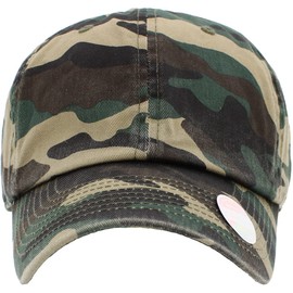 KBE-Classic CAM Classic Washed Cotton Dad Hat Baseball Cap Polo Style Camo