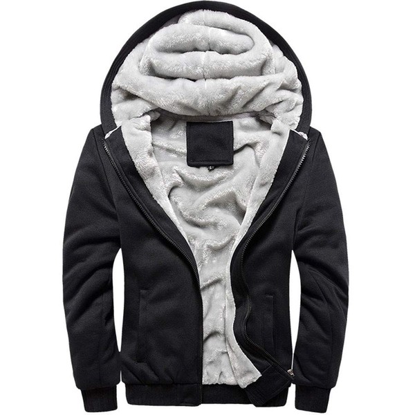 LBL Men's Winter Warm Thick Zip-Up Hoodies Long Sleeve Jacket, 11black
