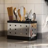Utensil Holder Stainless Steel Wall Mount Chopstick Draining Storage Shelf