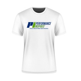 PERFORMANCE INSPIRED Nutrition Triblend Cotton Short Sleeve Logo Tee – Soft & Comfortable – White (M)